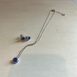 Swarovski blue sapphire earrings and necklace set